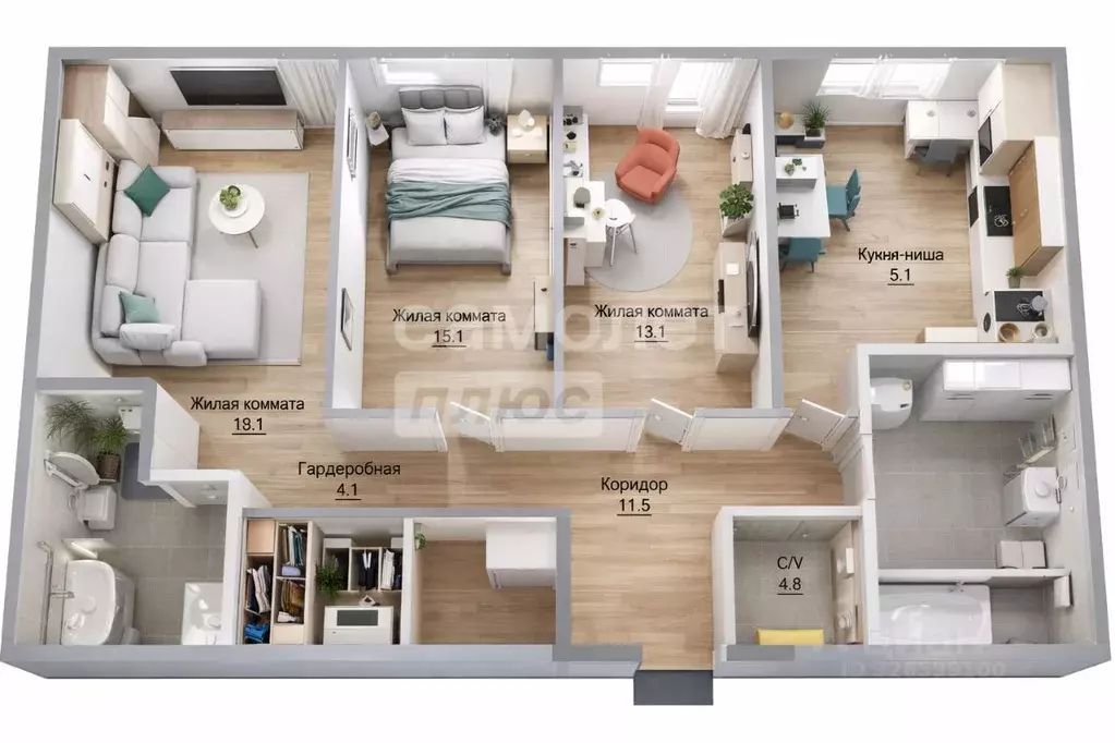 4-к кв. Москва Новоостаповская ул., 16к1 (83.0 м) - Фото 1