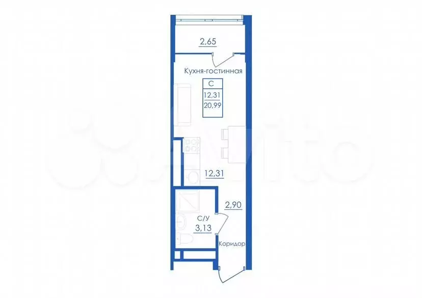 Квартира-студия, 21 м, 21/25 эт. - Фото 0