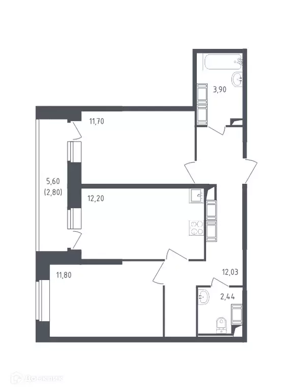 Продаётся 2-к квартира, 56.9 м - Фото 0