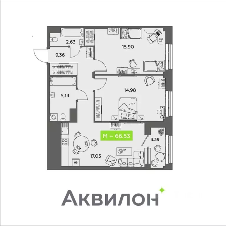 2-к кв. Архангельская область, Архангельск ул. Розы Шаниной, 4 (66.53 ... - Фото 1