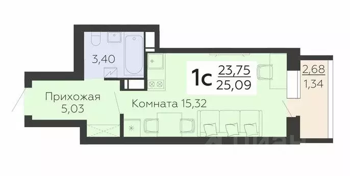 1-к кв. Воронежская область, Воронеж Шилово мкр, ул. Теплоэнергетиков, ... - Фото 0