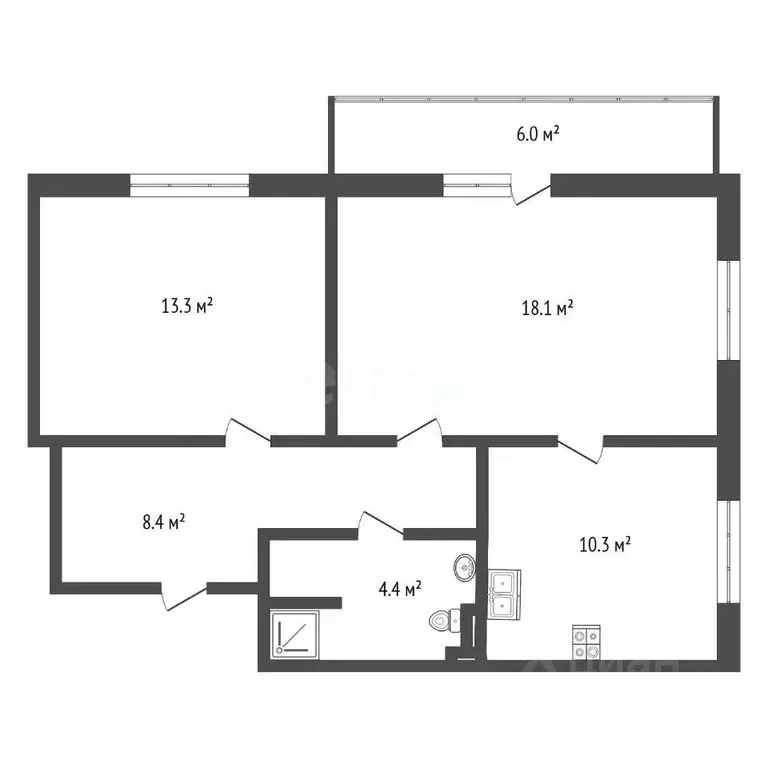 2-к кв. Москва ул. Гарибальди, 18 (60.0 м) - Фото 2