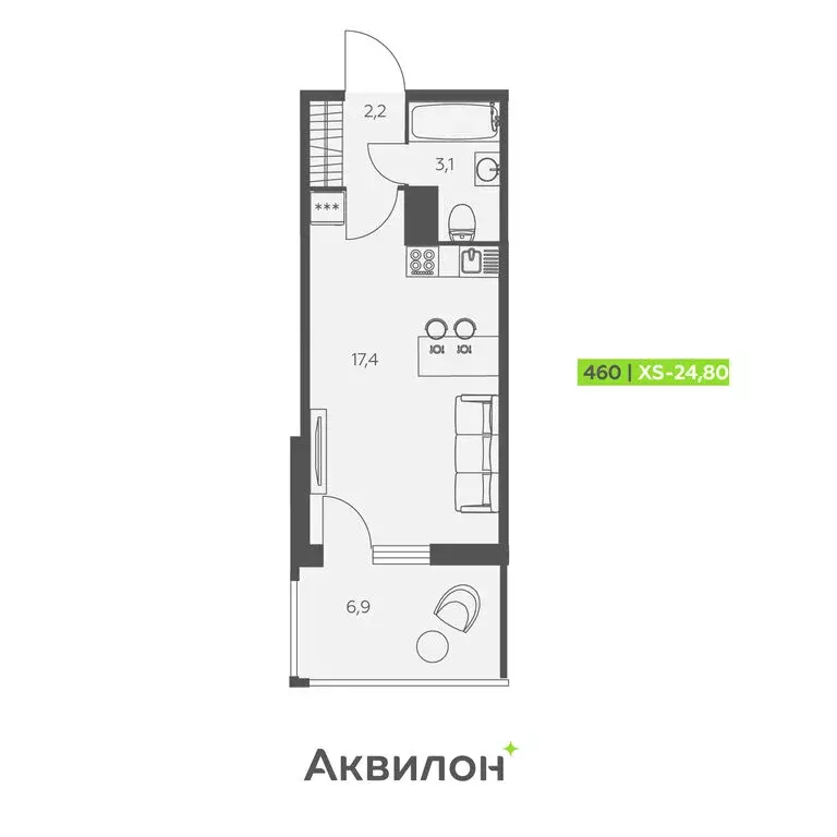 Квартира-студия: Заневское городское поселение, Кудрово, Солнечная ... - Фото 1