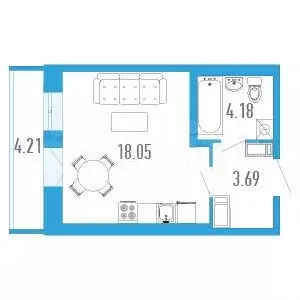 Квартира-студия, 27,8 м, 3/25 эт. - Фото 0