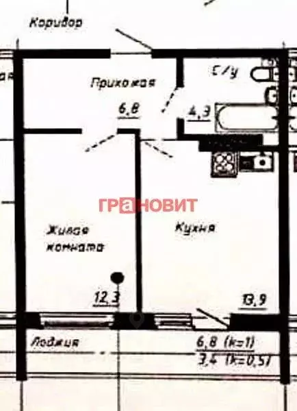 1-к кв. Новосибирская область, Новосибирск Бронная ул., 22/1 (37.3 м) - Фото 1