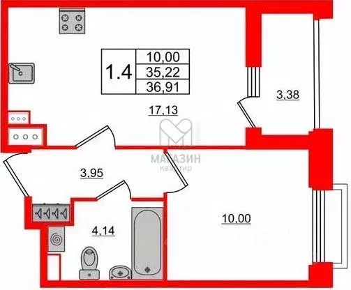 1-к кв. Санкт-Петербург Светлановский просп., 14к1 (37.0 м) - Фото 1