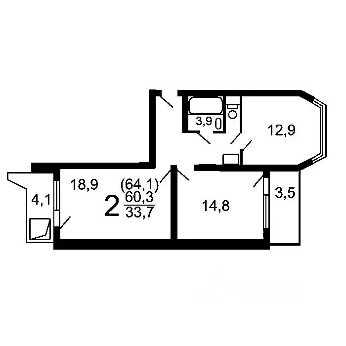 2-к кв. Москва, Москва, Московский г. ул. Москвитина, 3к2 (60.4 м) - Фото 2