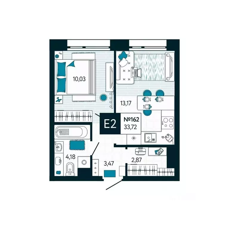 1-к кв. Тульская область, Тула ул. Чмутова, 158Д (33.72 м) - Фото 1