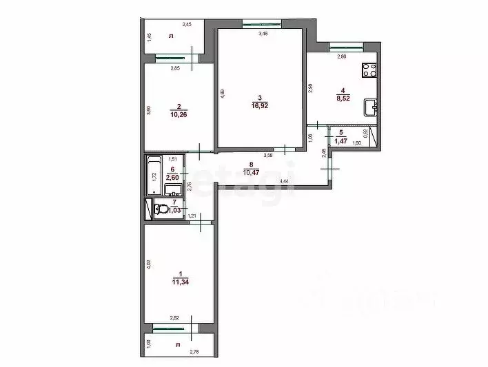 3-к кв. Ульяновская область, Ульяновск просп. Врача Сурова, 1 (62.6 м) - Фото 1
