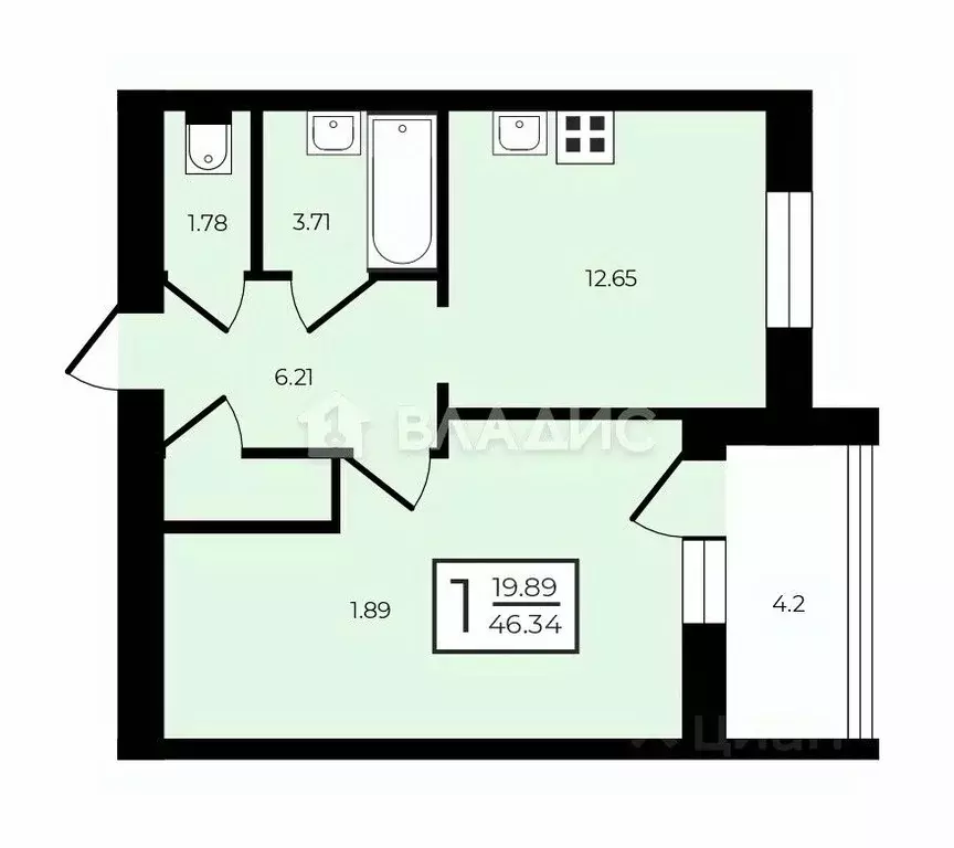 1-к кв. Владимирская область, Владимир Октябрьский военный городок, 7А ... - Фото 1