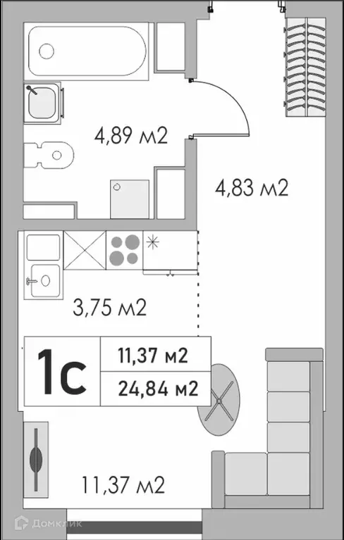 Продаётся квартира-студия, 24.84 м - Фото 0
