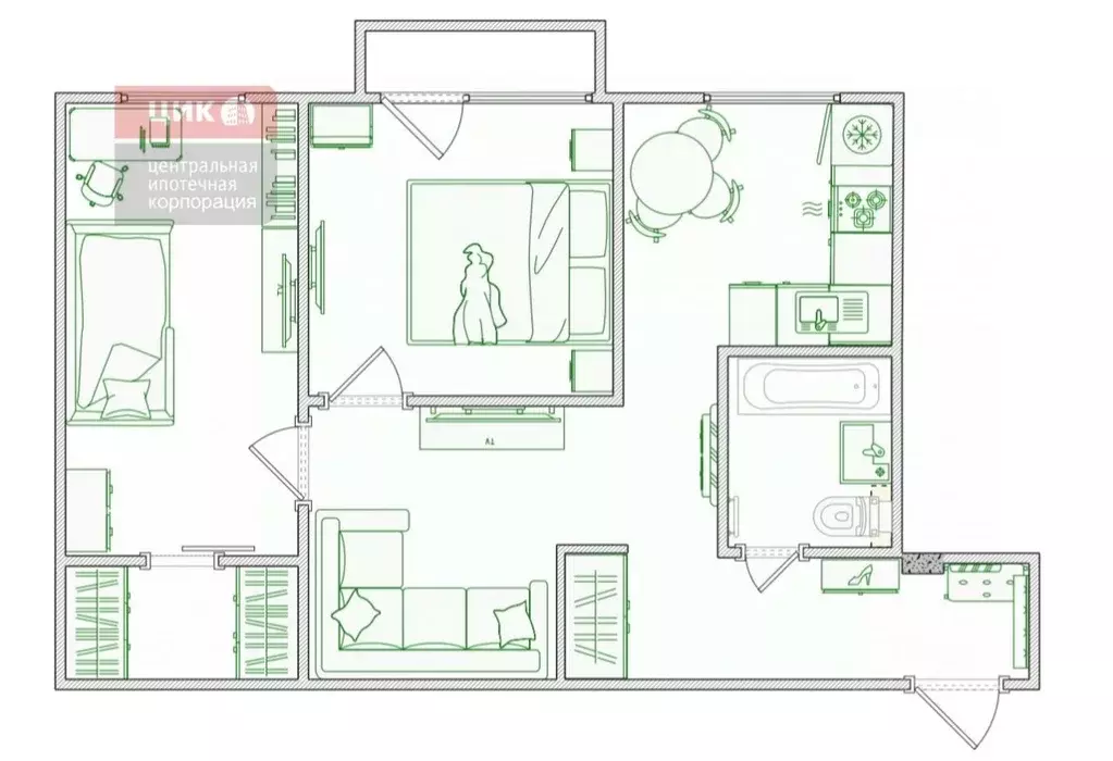 2-к кв. Рязанская область, Рязань ул. Полетаева, 21 (45.2 м) - Фото 2
