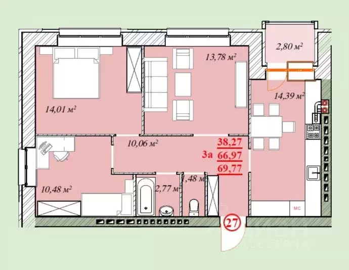 3-к кв. Ярославская область, Ярославль ул. Шевелюха, 128 (69.77 м) - Фото 0