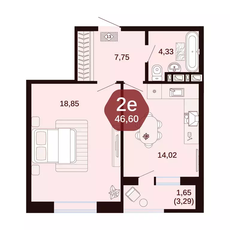 2-комнатная квартира: Ростовская область, Аксай (46.6 м) - Фото 1