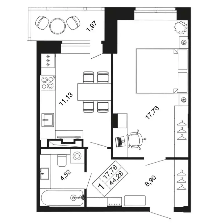 1-комнатная квартира: Апрелевка, жилой комплекс Времена Года, к11 ... - Фото 1