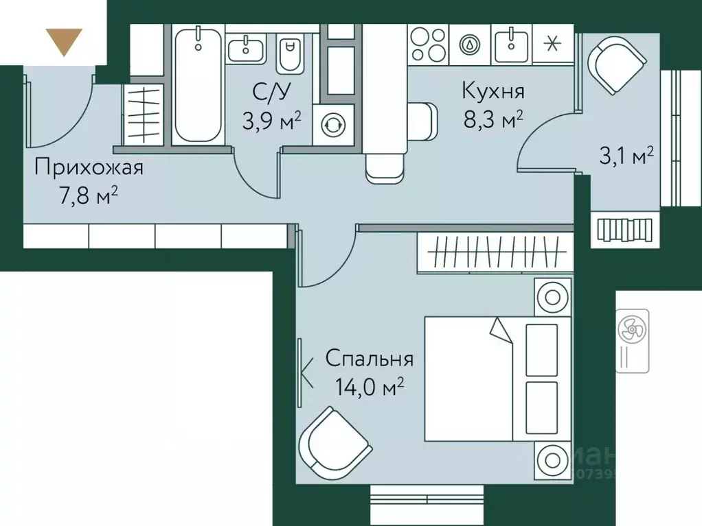 1-к кв. Волгоградская область, Волгоград Новосибирская ул., 74с1 (37.1 ... - Фото 0