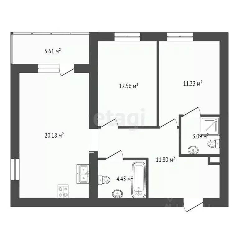 2-к кв. Калининградская область, Светлогорск ул. Кленовая, 2 (69.02 м) - Фото 2