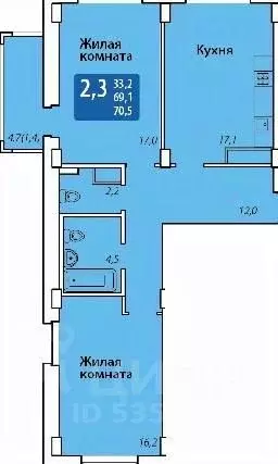 2-к кв. Чувашия, Чебоксары Гражданская ул., поз3 (70.5 м) - Фото 1