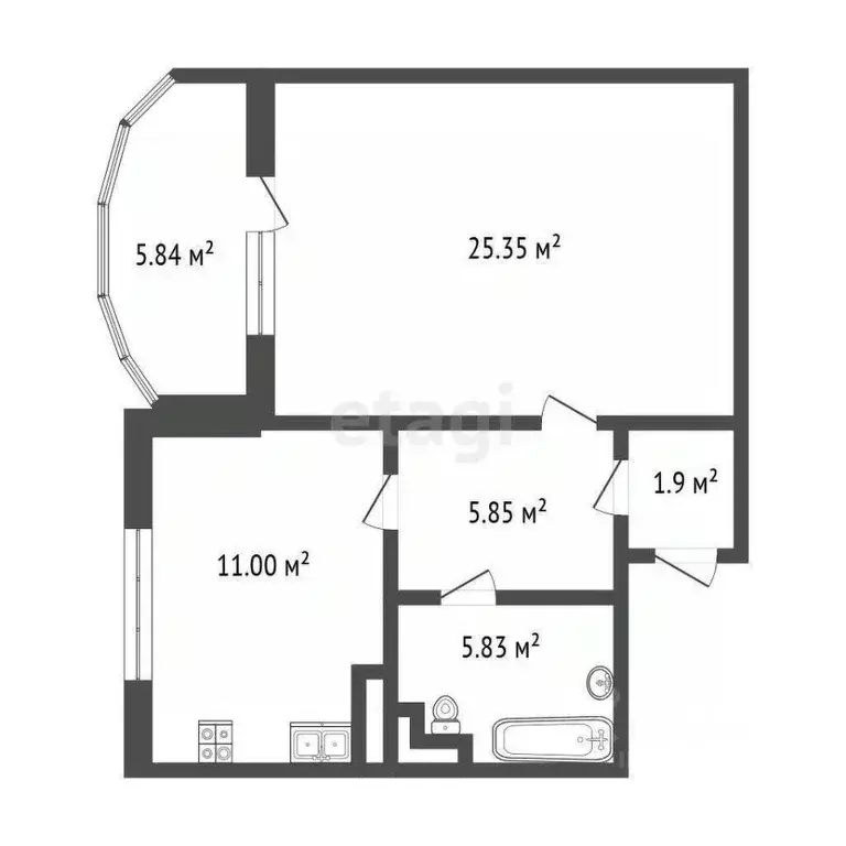 1-к кв. Тюменская область, Тобольск 4-й мкр, 36 (50.8 м) - Фото 2
