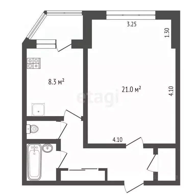 1-к кв. ханты-мансийский ао, сургут быстринская ул, 4 (43.9 м) - Фото 1