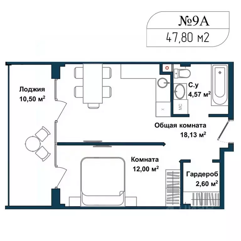 2-к кв. Севастополь ул. Летчиков, 10к4 (46.9 м) - Фото 0
