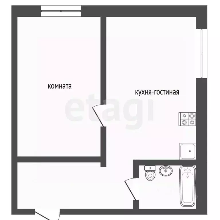 Студия Тюменская область, Тюмень ул. Беляева, 23/2 (23.0 м) - Фото 1