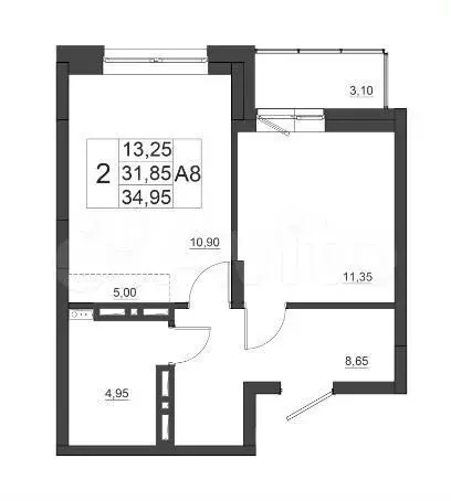 2-к. квартира, 44 м, 3/17 эт. - Фото 0