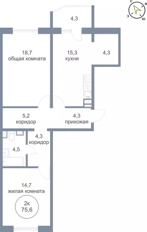 2-к кв. Ханты-Мансийский АО, Нефтеюганск 6-й мкр, 11 (75.6 м) - Фото 0