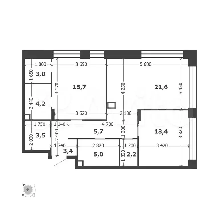 2-к. квартира, 77,7 м, 6/12 эт. - Фото 1