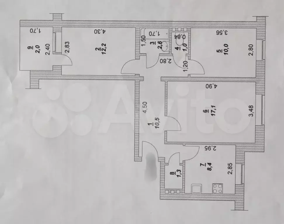 3-к. квартира, 65,1 м, 5/5 эт. - Фото 0