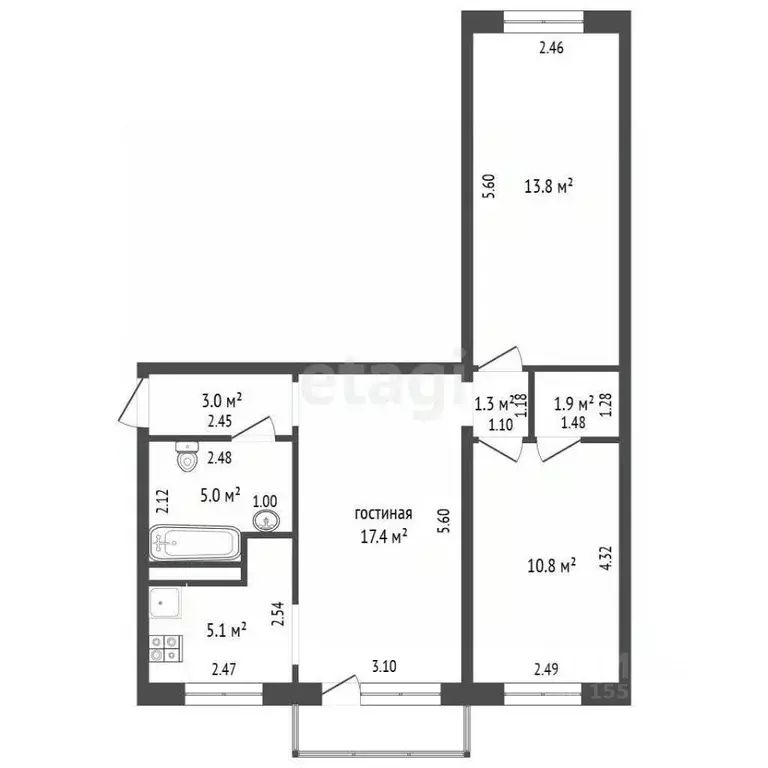 3-к кв. Самарская область, Самара просп. Карла Маркса, 284 (60.0 м) - Фото 1