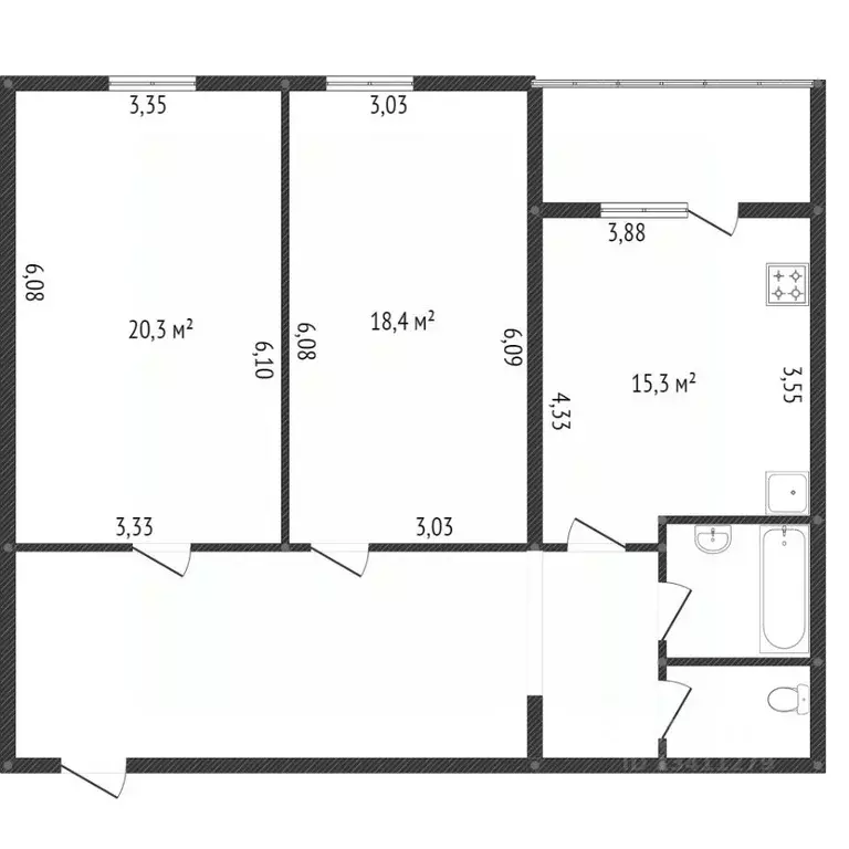 2-к кв. Белгородская область, Белгород ул. Победы, 49к2 (66.4 м) - Фото 2