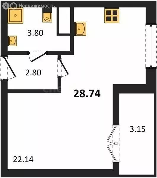 Квартира-студия: Севастополь, улица Мате Залки (28.74 м) - Фото 1