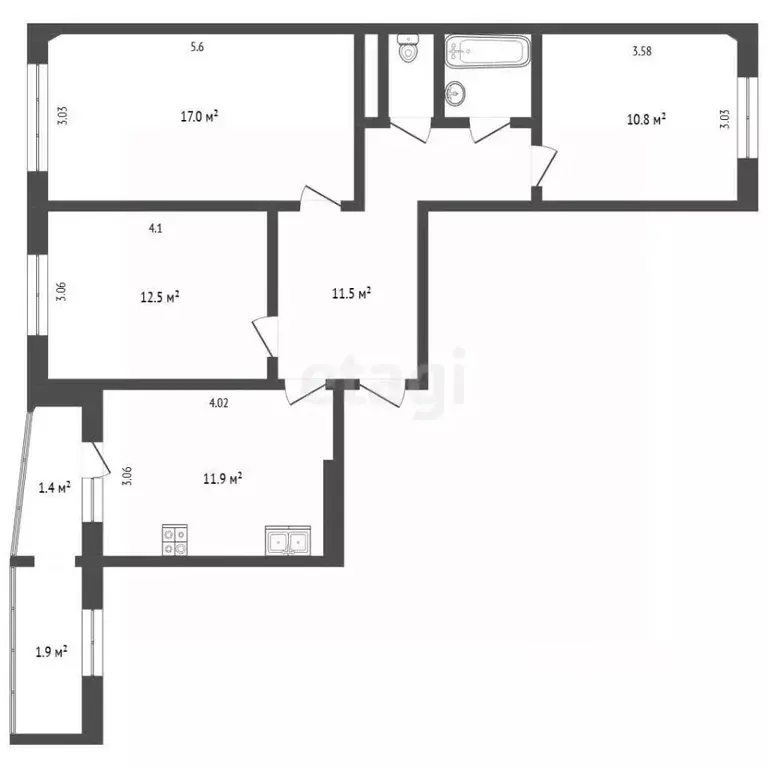 3-к кв. Псковская область, Псков ул. Майора Доставалова, 7 (67.5 м) - Фото 2