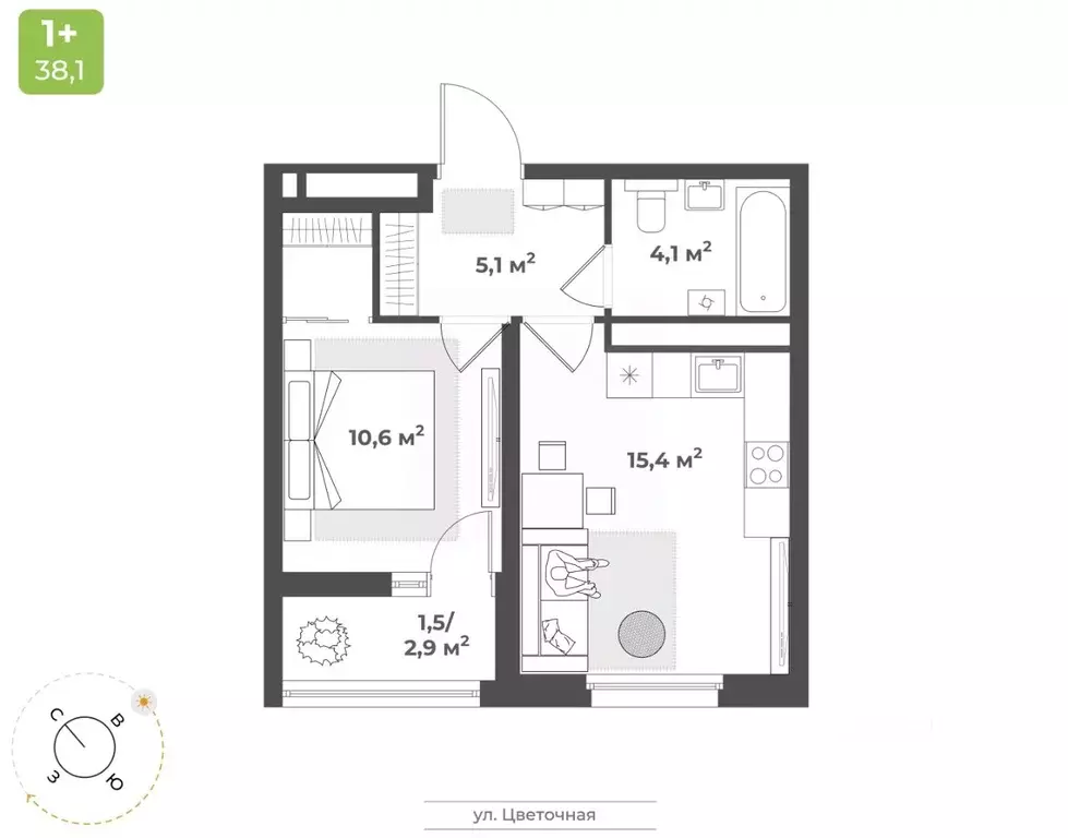 1-к кв. Тверская область, Тверь Соминка мкр,  (36.7 м) - Фото 1