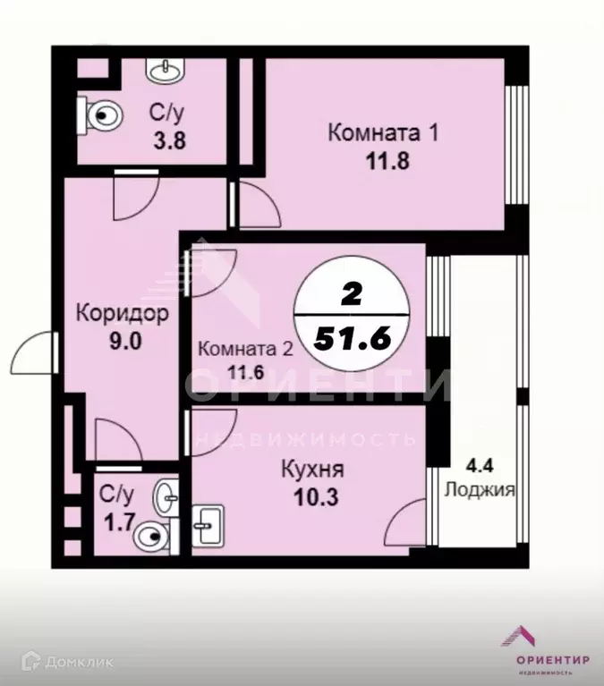 Продаётся 2-к квартира, 51 м - Фото 1