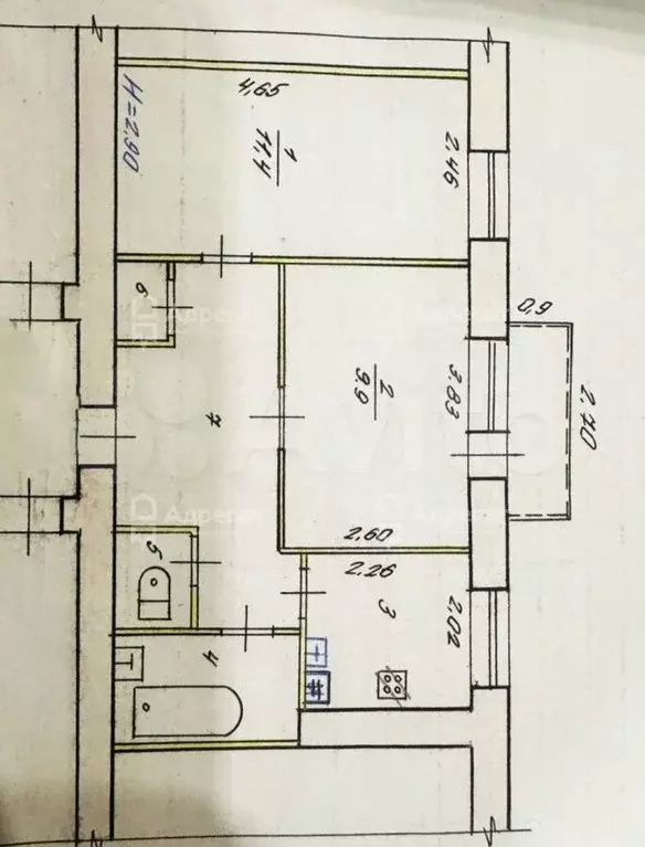 2-к. квартира, 35 м, 4/4 эт. - Фото 0