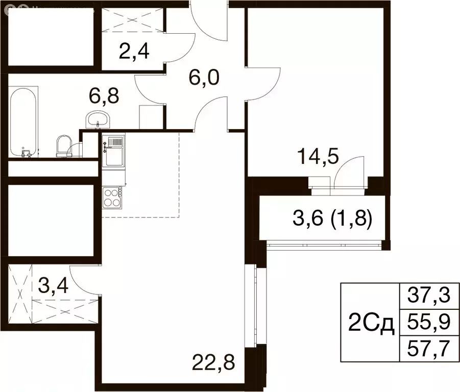 2-комнатная квартира: Балашиха, микрорайон Гагарина, Проектная улица, ... - Фото 1