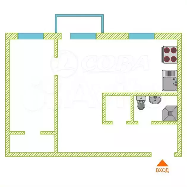 2-к. квартира, 45 м, 5/5 эт. - Фото 0