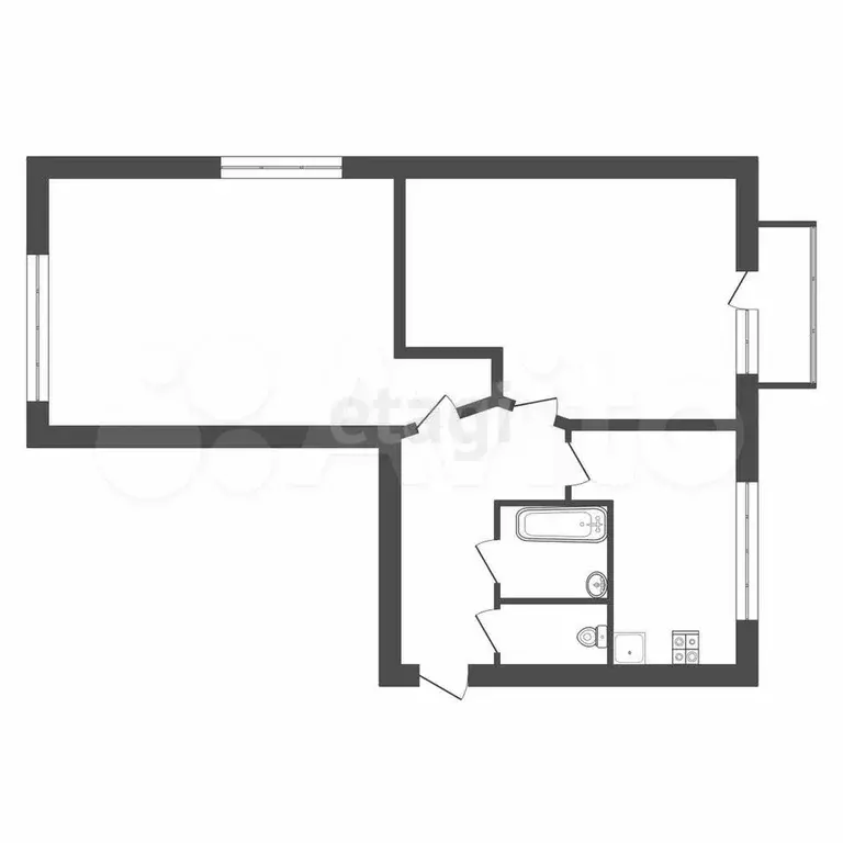 2-к. квартира, 43 м, 2/5 эт. - Фото 0
