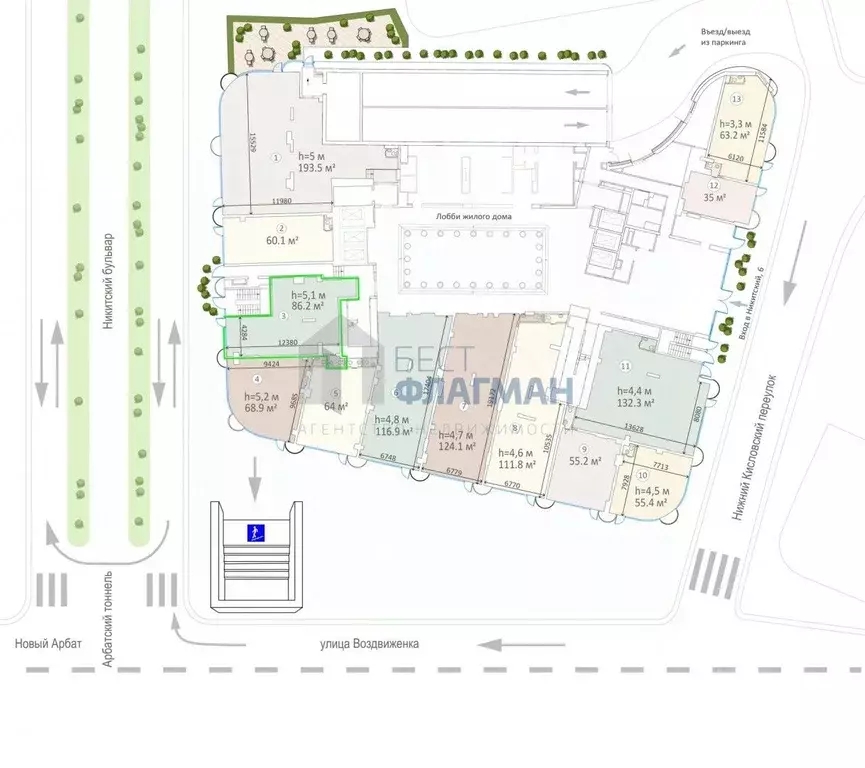Помещение свободного назначения в Москва Никитский бул., 6/20 (86 м) - Фото 1