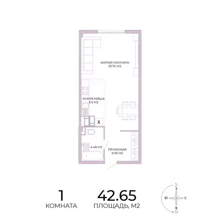 1-к кв. Пензенская область, Пенза Побочинская ул., с18 (42.65 м) - Фото 1