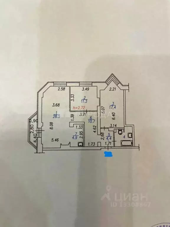 3-к кв. Кемеровская область, Новокузнецк просп. Н.С. Ермакова, 7 (88.0 ... - Фото 2