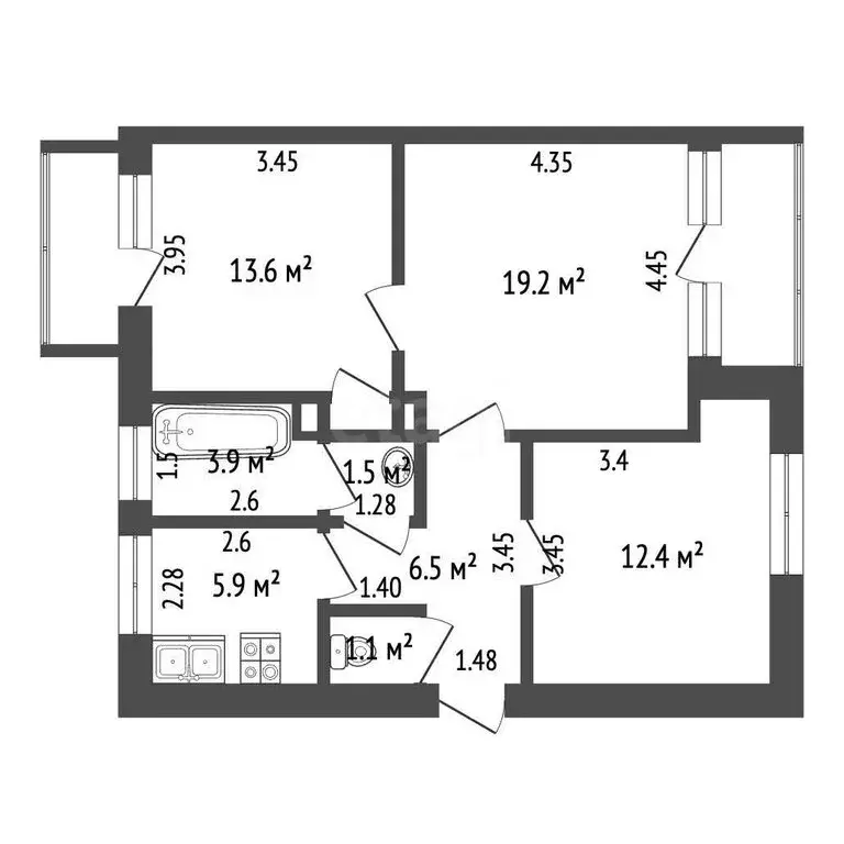 3-комнатная квартира: Нижний Новгород, улица Минина, 27/4 (62.7 м) - Фото 1