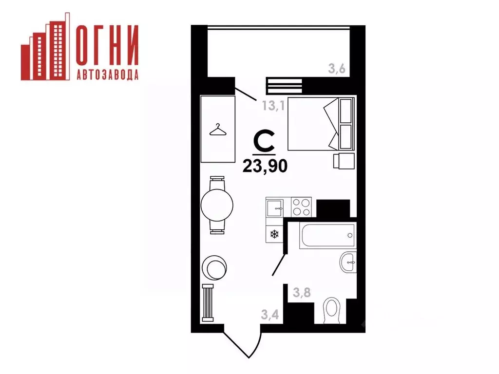 Студия Нижегородская область, Нижний Новгород Коломенская ул., 8к4 ... - Фото 1