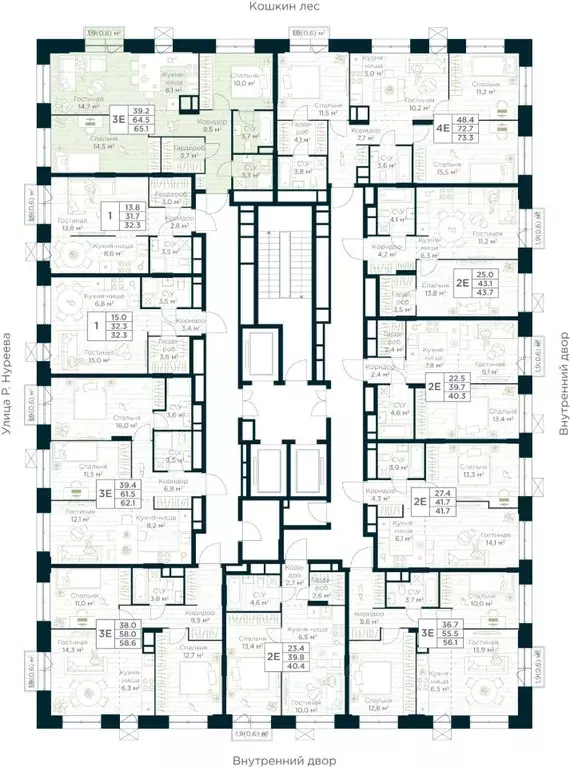 2-к кв. Башкортостан, Уфа Глумилино жилрайон, Урман Сити жилой ... - Фото 2