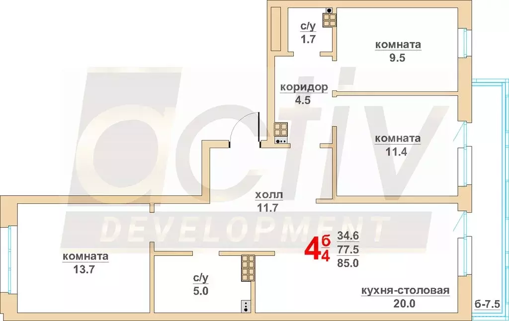 3-комнатная квартира: Екатеринбург, Военная улица, 18 (85 м) - Фото 0