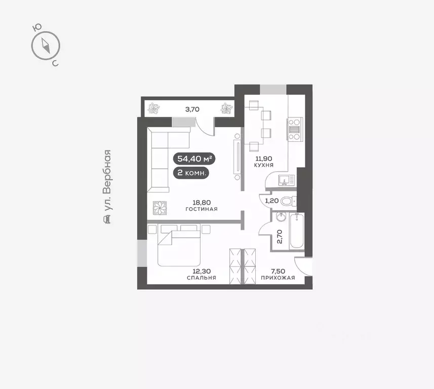 2-к кв. Красноярский край, Красноярск Белый Квартал на Свободном жилой ... - Фото 1