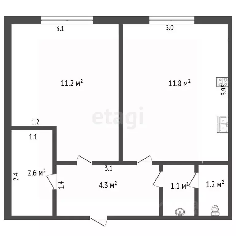 1-к кв. Мордовия, Саранск бул. Эрьзи, 21 (32.2 м) - Фото 2