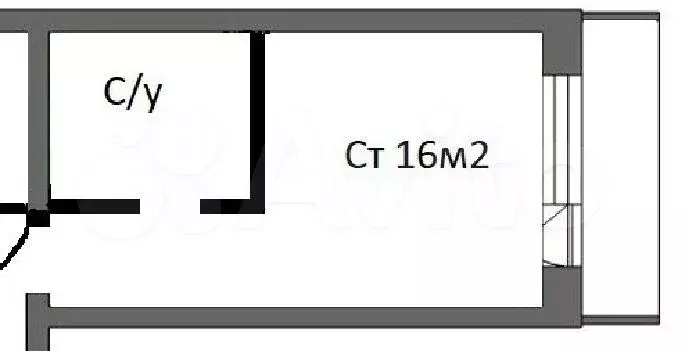 Доля в квартира-студии, 16 м, 1/9 эт. - Фото 0